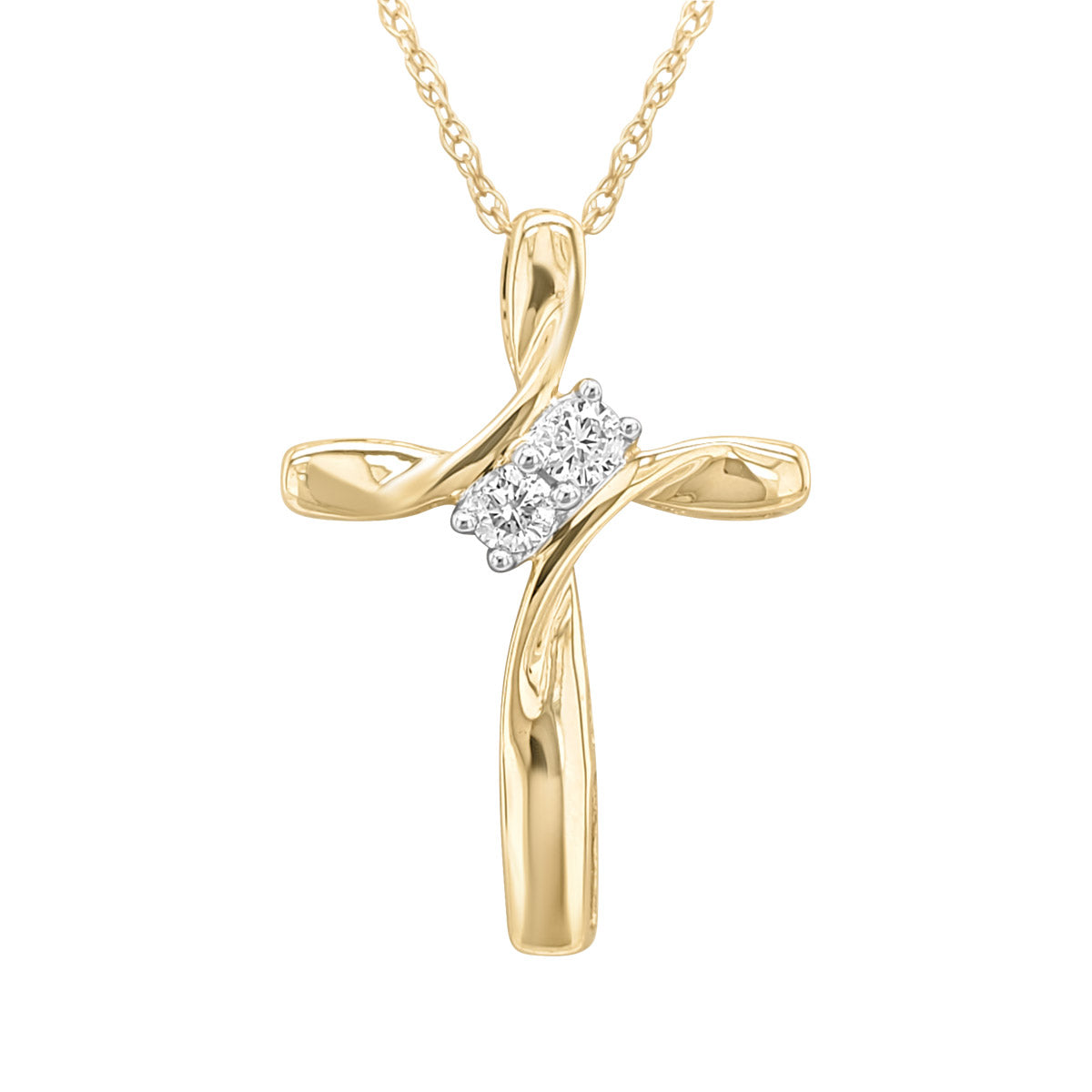 Cross Pendant with Diamonds in Yellow Gold