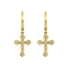 Dainty Diamond Cross Dangle Earrings, 0.05 cttw