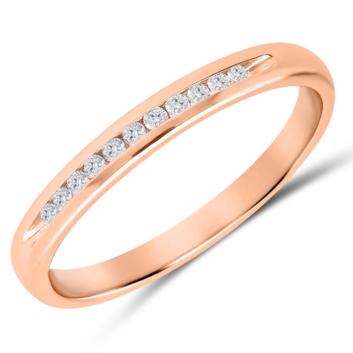 Rose Gold Channel Set Diamond Band, 0.10 cctw