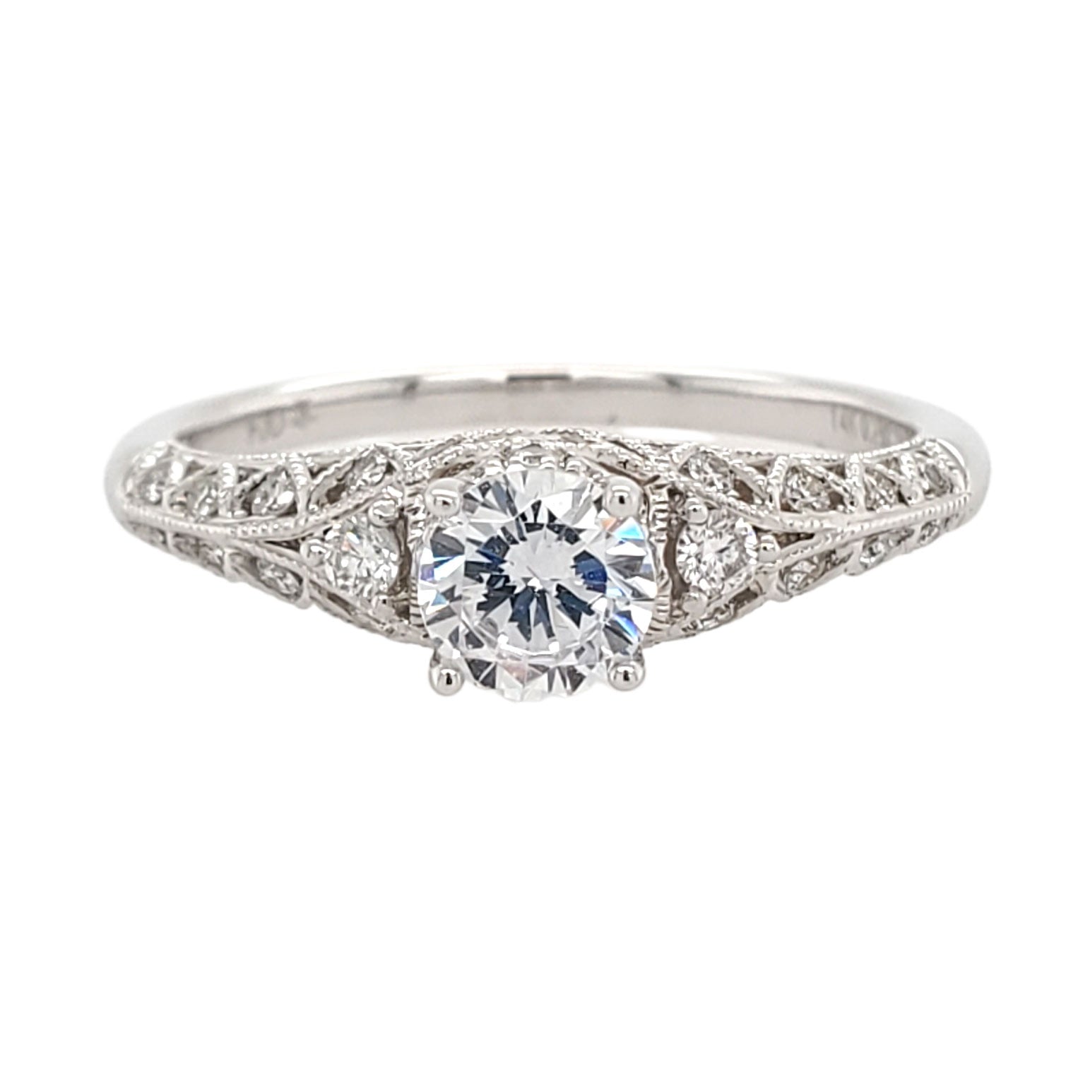 Round Diamond Engagement Ring Platinum Hand Engraving .5ct TW VS/G SZ 6.5 -  TNS Diamonds Philadelphia