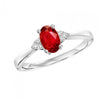 Garnet Ring with Trios of Side Diamonds