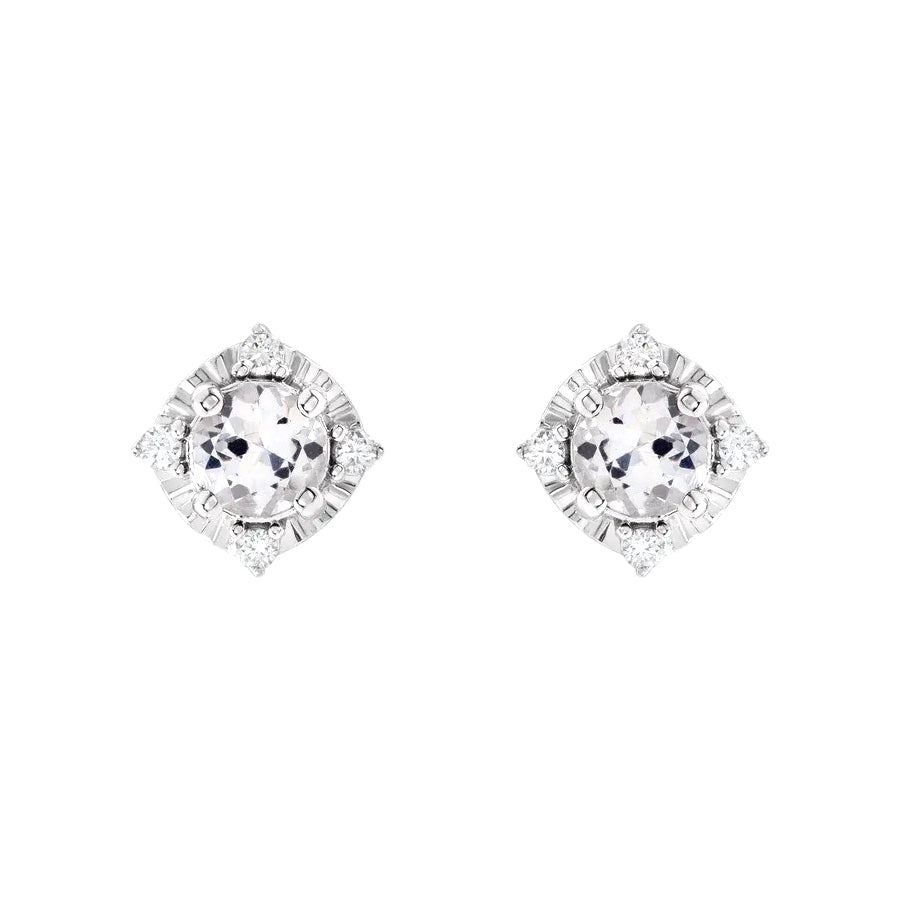 Lab Created White Sapphire Earrings with Diamonds