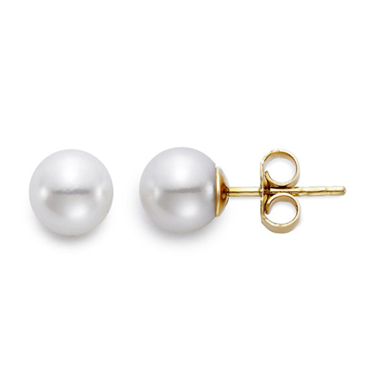 Akoya Pearl 6-6.5mm Stud Earrings in Yellow Gold