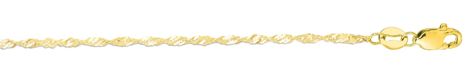 Delicate 1.3mm Singapore Chain 18” Necklace in 14k Yellow Gold