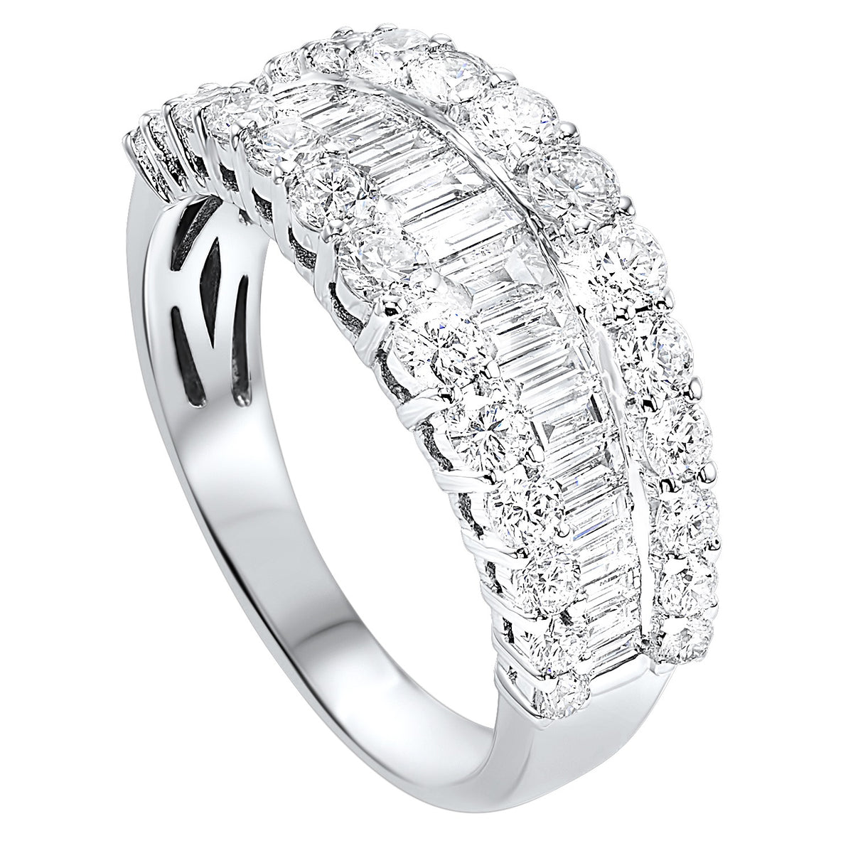 Baguette and Round Diamond Statement Band