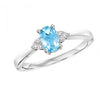 Oval-Shaped Blue Topaz Ring with Trios of Side Diamonds