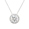 Round Diamond Halo Slide Pendant Necklace in White Gold, 1.25 cttw