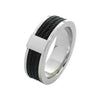 Black IP plated ring with three black steel cables