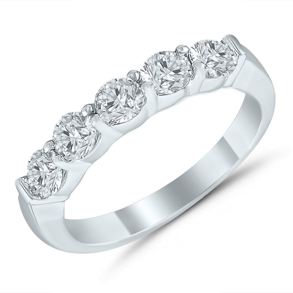 White gold diamond anniversary band with 5 diamonds, 0.50ctw