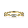 Bujukan Dainty Diamond Beaded Marquise Stacking Ring, 0.15 cttw