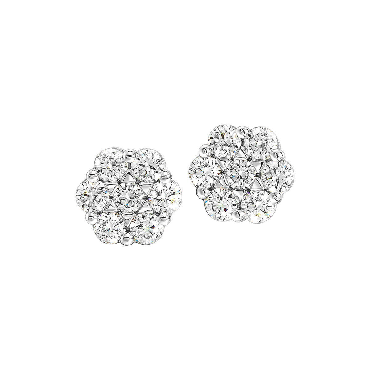 Timeless Round Cut Diamond Cluster Stud Earrings, 0.25 cttw