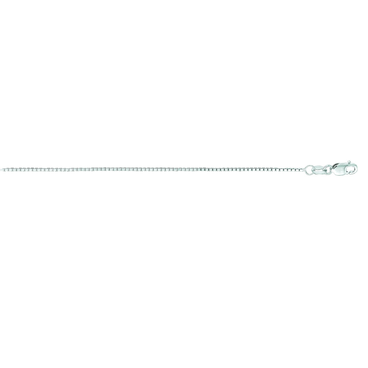 Medium Weight 18” Box Chain Necklace with Lobster Lock in White Gold