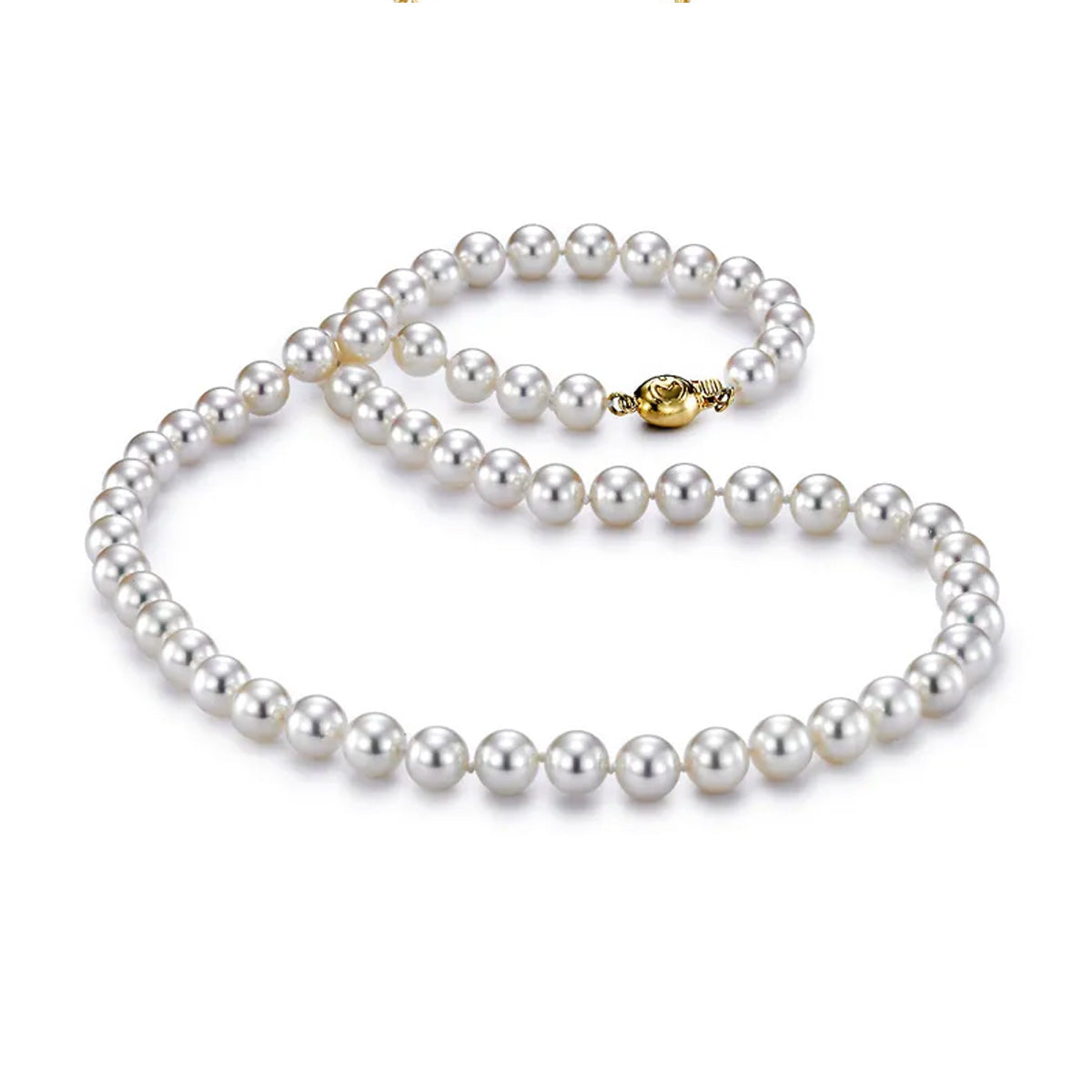 Classic 6.5-7mm Freshwater Pearl Filigree Clasp Necklace in Yellow Gold