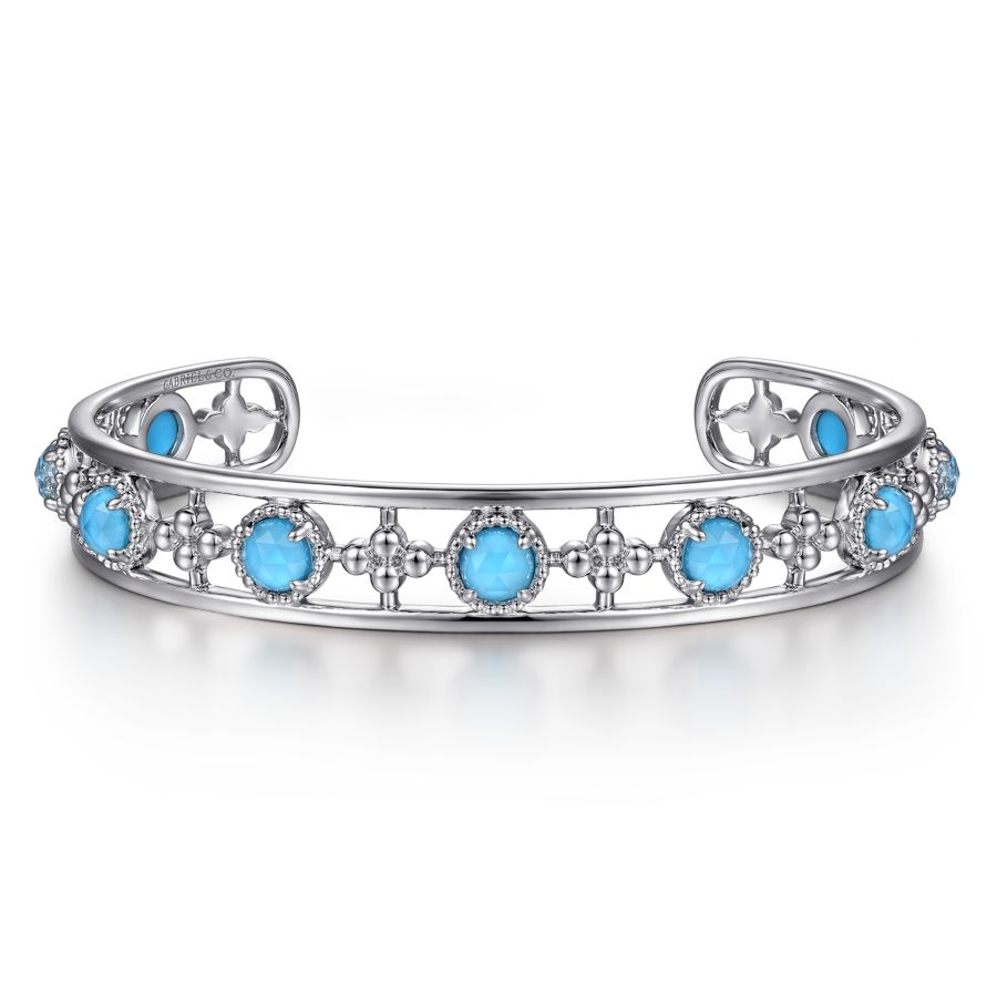 アクセサリー Sterling Silver Bangle / Turquoise Turquoise Bracelet | Sterling Silver Bangle | Free Size