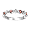 Garnet and Diamond Stacking Ring in White Gold