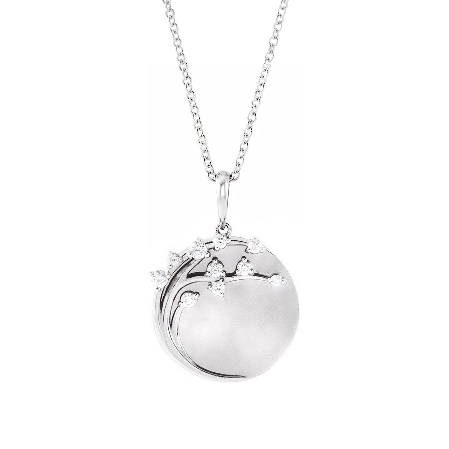 Engravable Diamond Tree of Life Necklace in 14k White Gold
