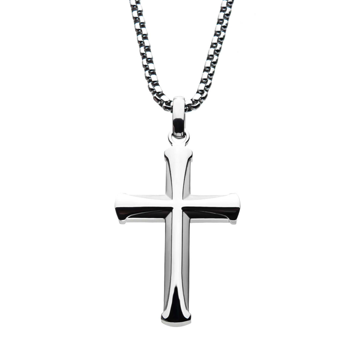 Stainless Steel Apostle Cross Pendant with 24&quot; Box Chain