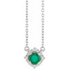 Created Emerald Necklace with Diamond Halo