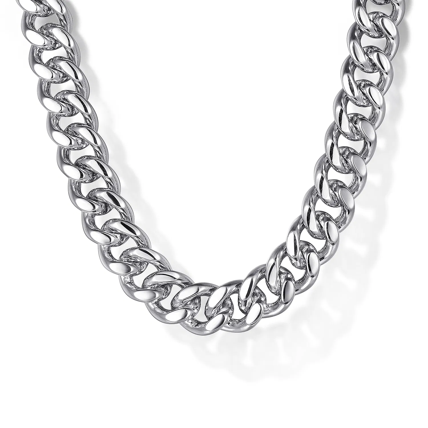 Sterling Silver Men's Solid Cuban Link Necklace, 22"