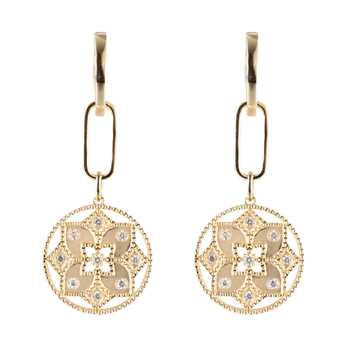 Flower Medallion Dangle Earrings