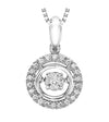 Round Diamond ‘Rhythm of Love’ Solitaire Halo Pendant Necklace in Sterling Silver, 0.10 cttw