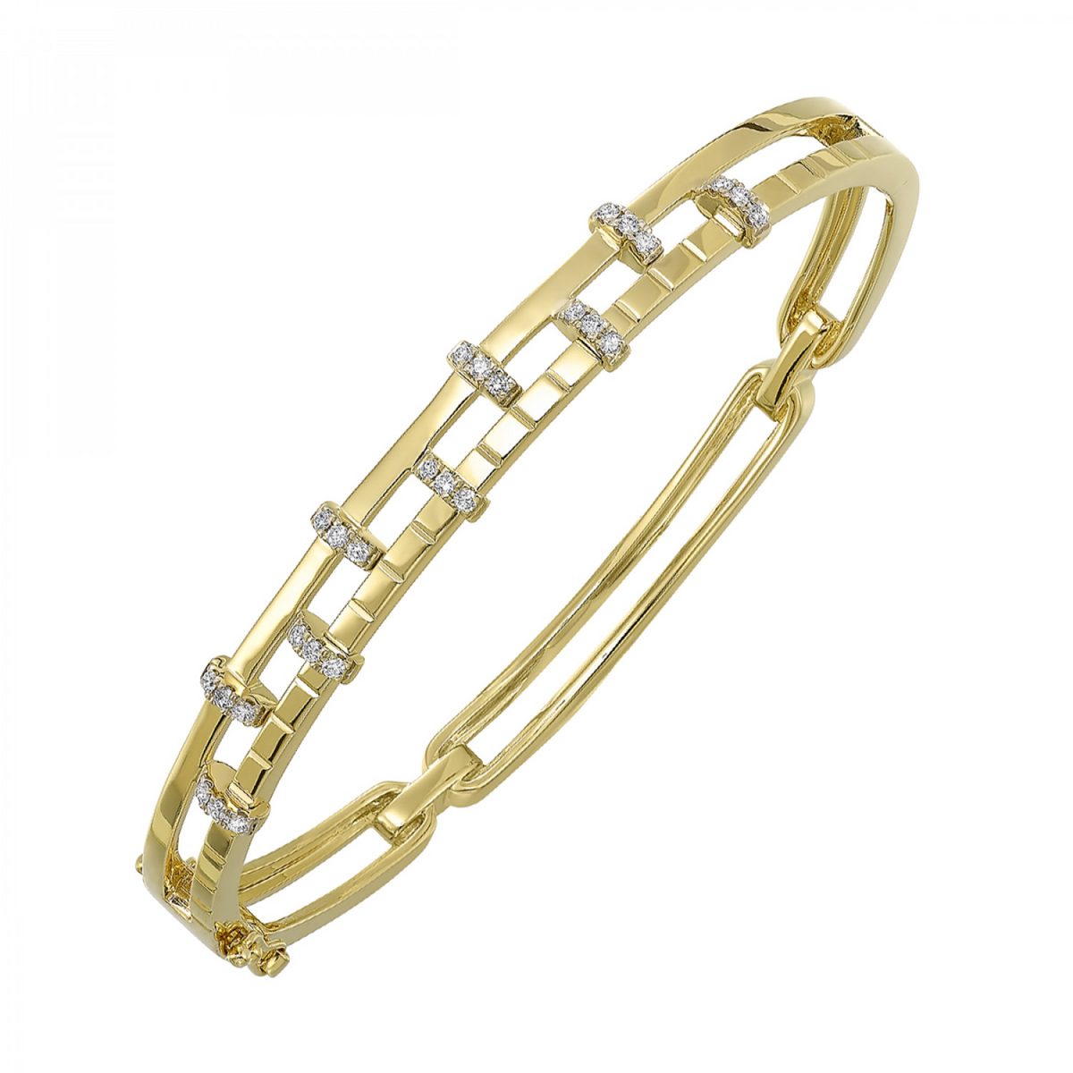 Geometric Diamond Bangle Bracelet in 14k Yellow Gold, 0.33 ctw