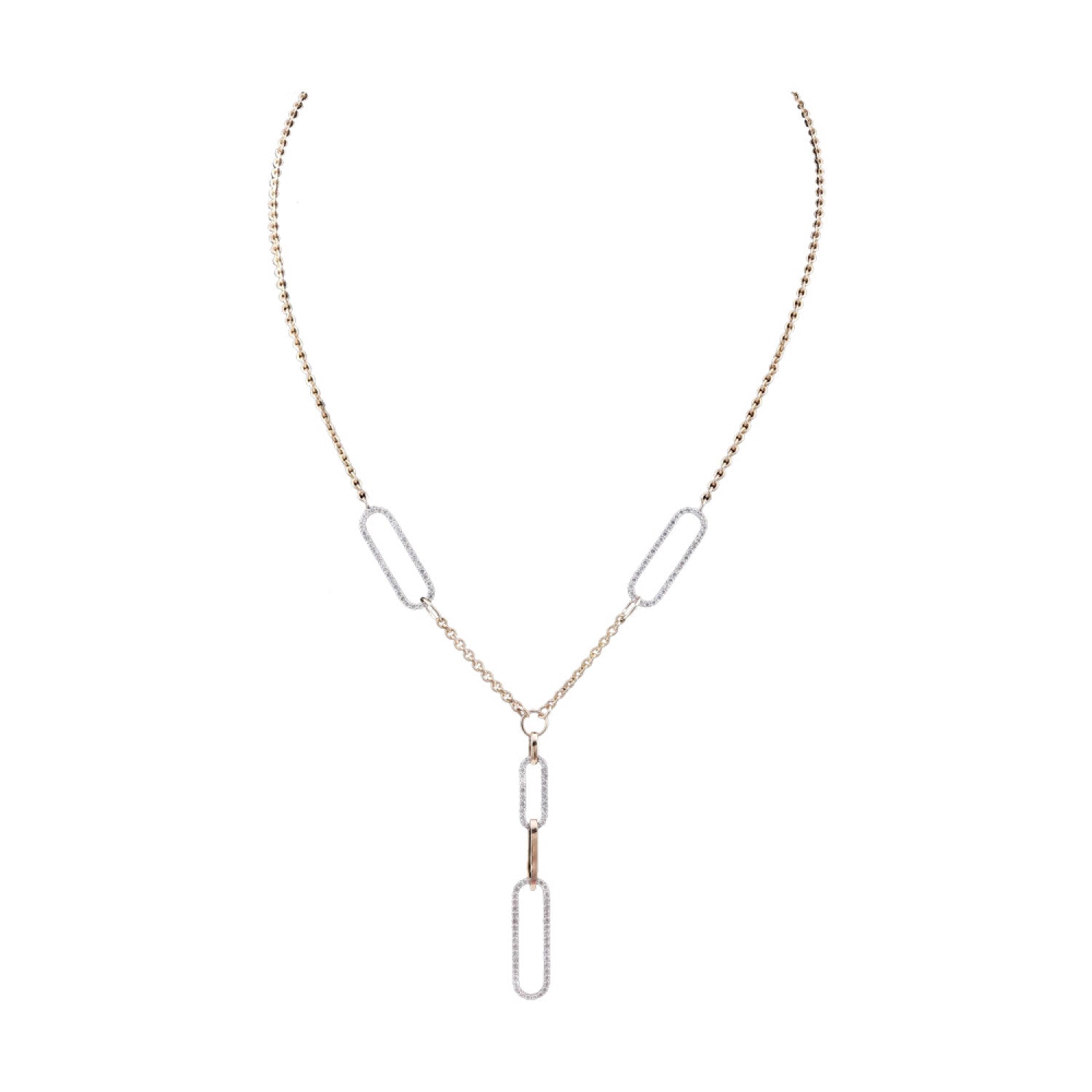 Raw Green Diamond Gold Paperclip Necklace - Bay Harbor Yacht Club