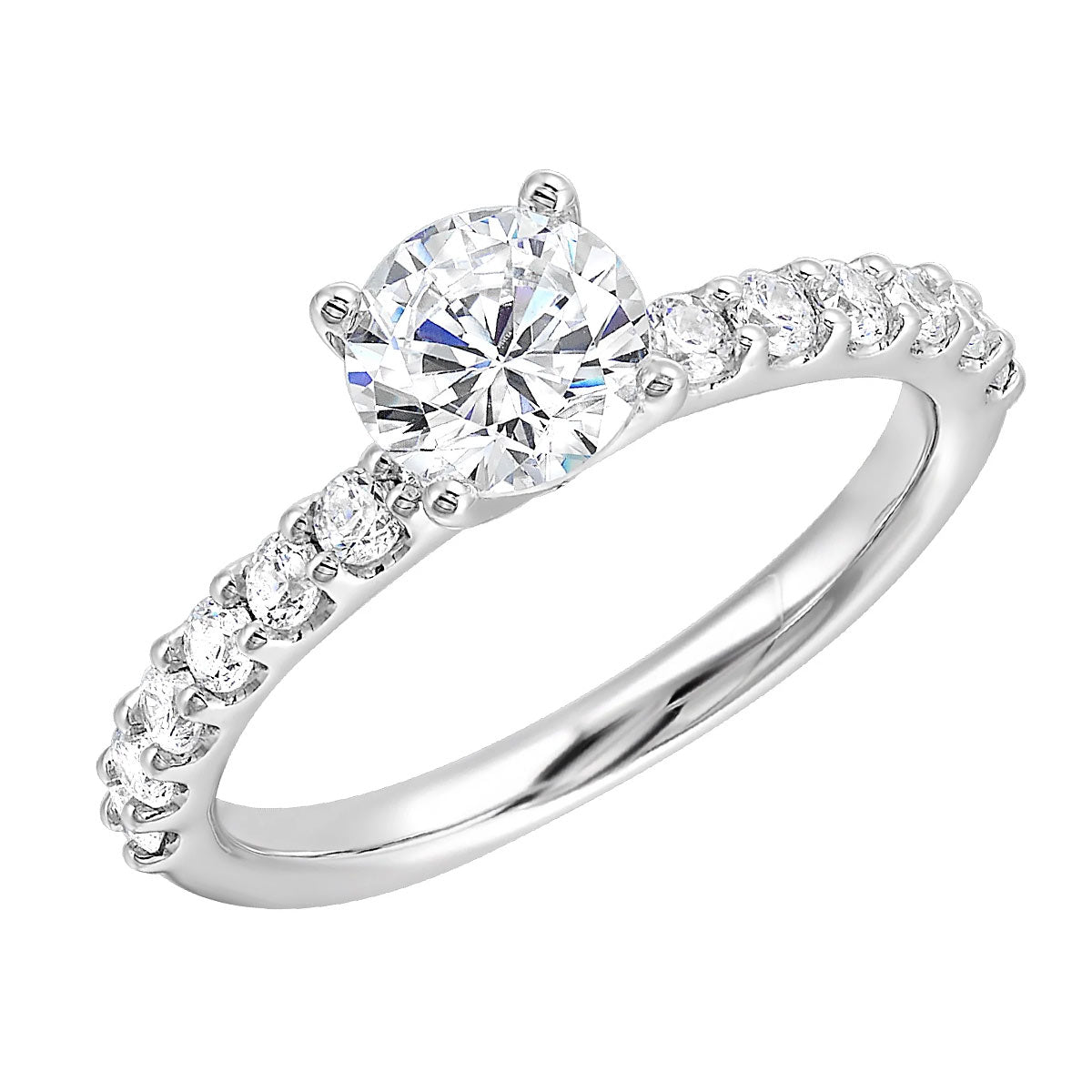 Delicate Round Brilliant Cut Lab-Created Diamond Engagement Ring in White Gold, 1.42 cttw