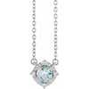 Aquamarine Necklace with Diamond Halo