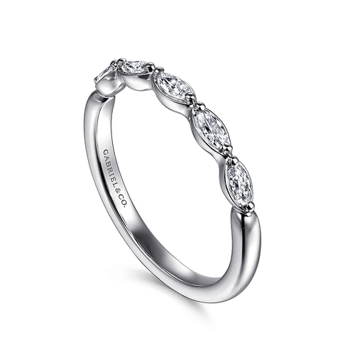 Marquise-Cut Bezel Set Diamond Claudette Anniversary Band in White Gold, 0.23 cttw