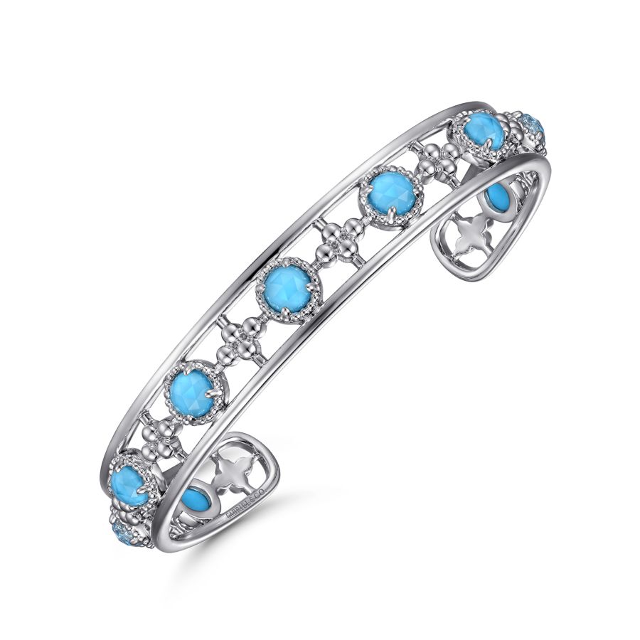 Turquoise and Rock Crystal Bangle