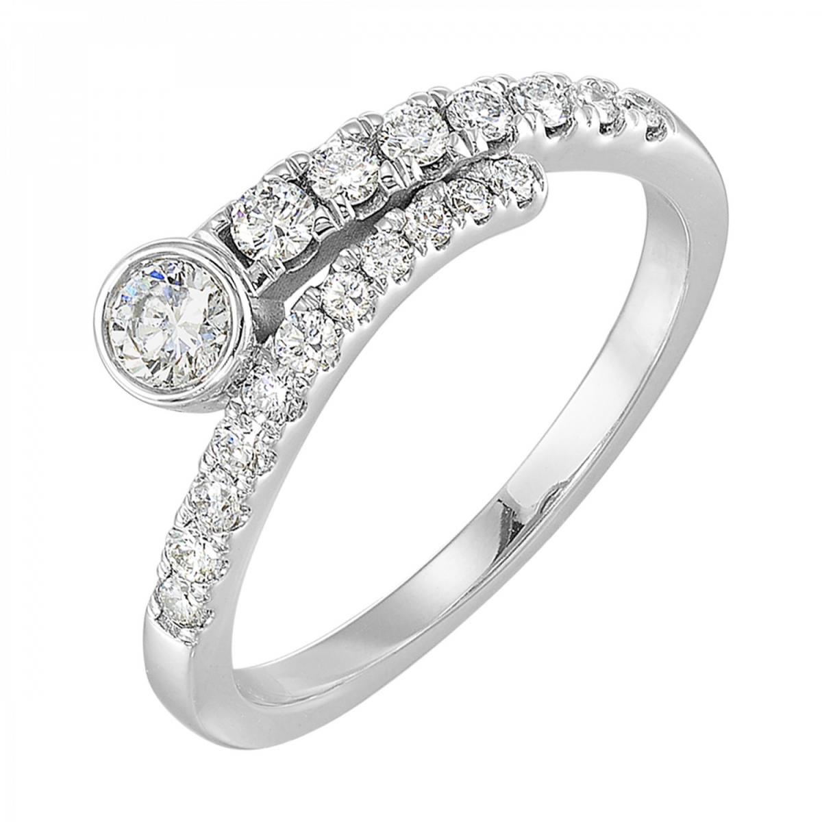 Love&#39;s Crossing Diamond Bypass Ring, 1.0cttw