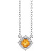 Citrine Necklace with Diamond Halo