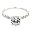 Hidden Halo White Gold Diamond Engagement Ring Setting with Pave Band, 0.21 cttw