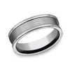 Flat Tungsten Wedding Band with Polished Edges, 7mm