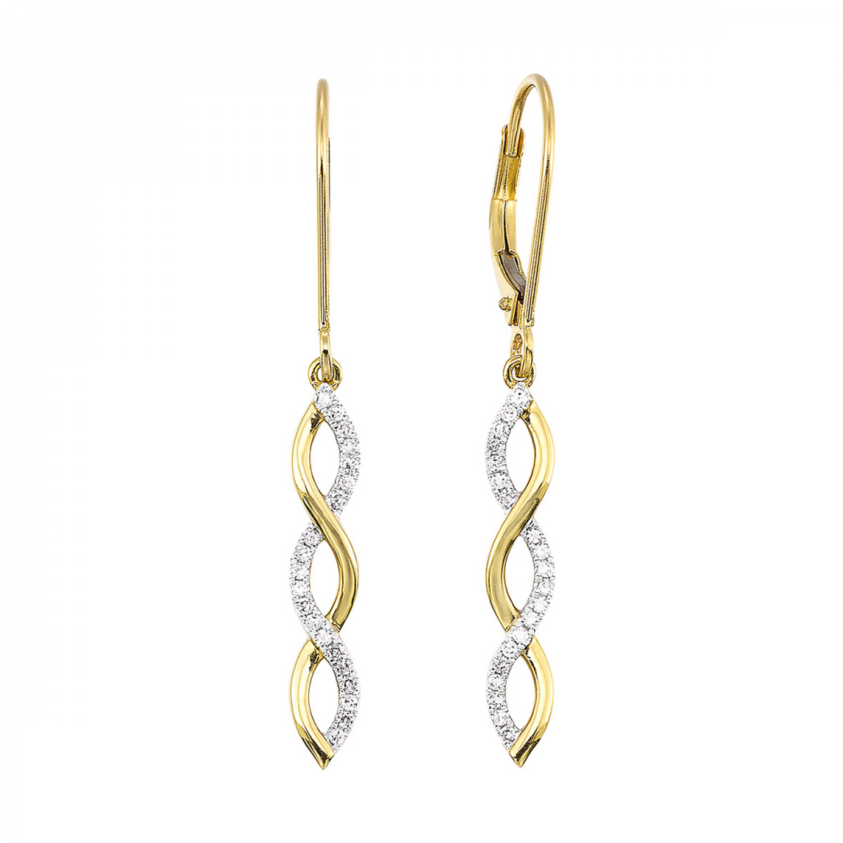 Infinity Twist Diamond Dangle Earrings in 14k Yellow Gold