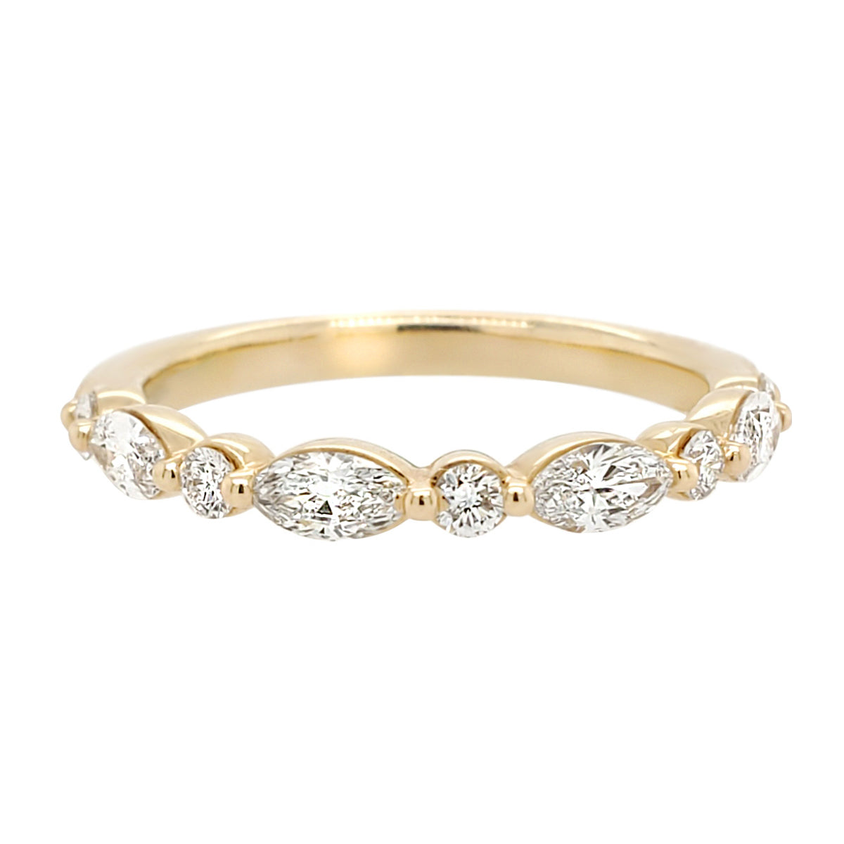 Lab Created Marquise and Round Diamond Ring Band in Yellow Gold, 0.50 cttw