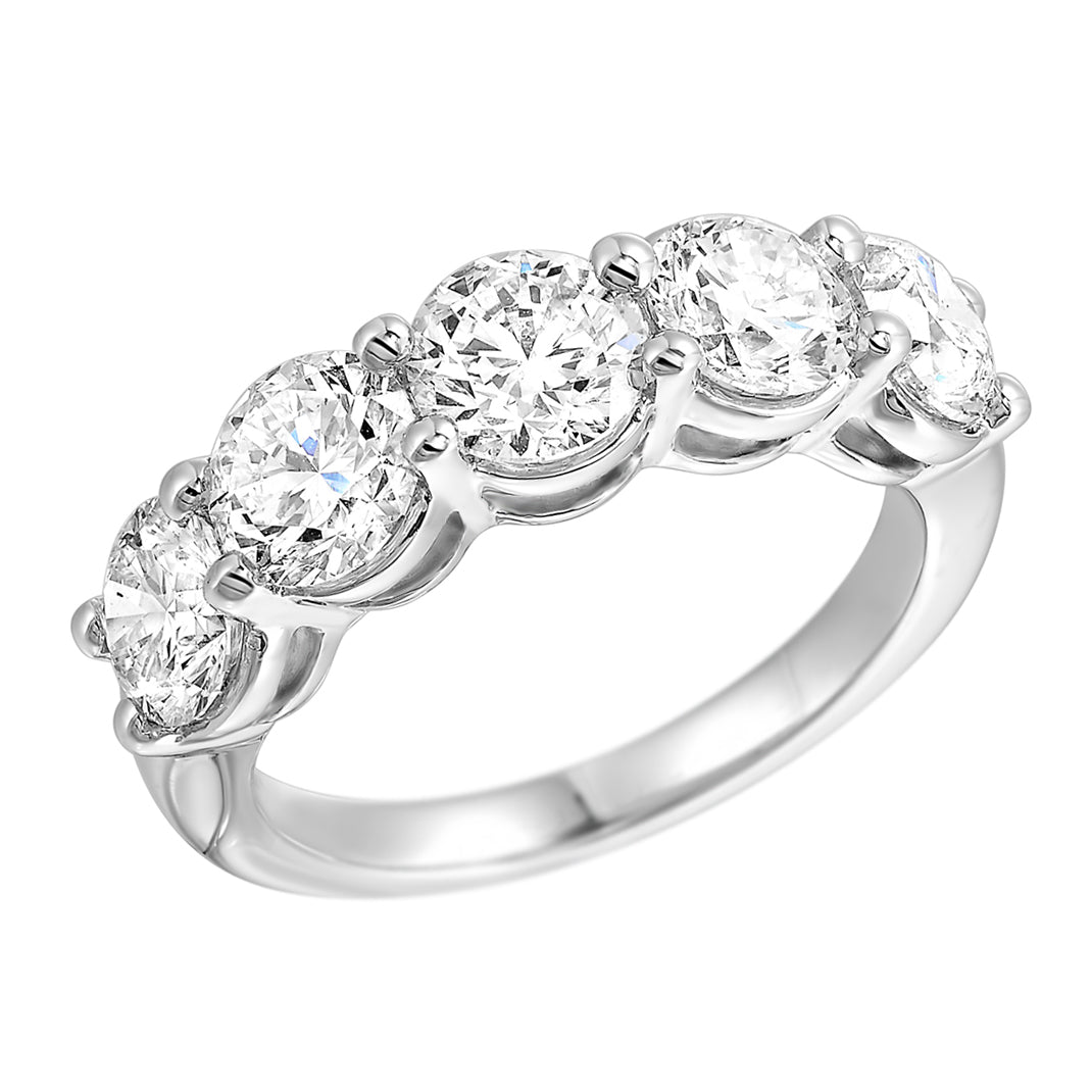Five Stone Lab Created Round Diamond Ring Band in White Gold, 3.10 cttw