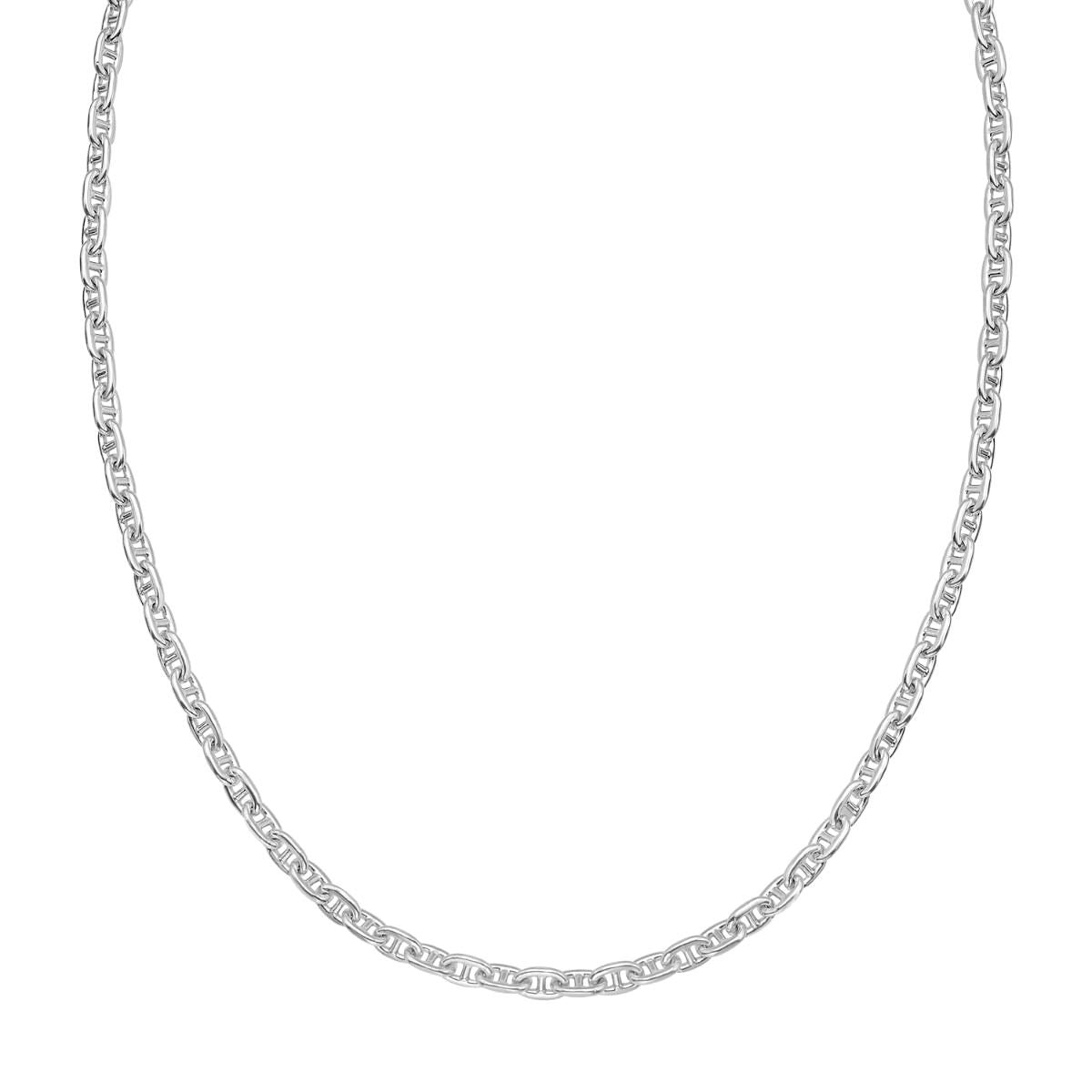 Sterling Silver with Rhodium Plating 4.35mm Anchor Chain, 20"