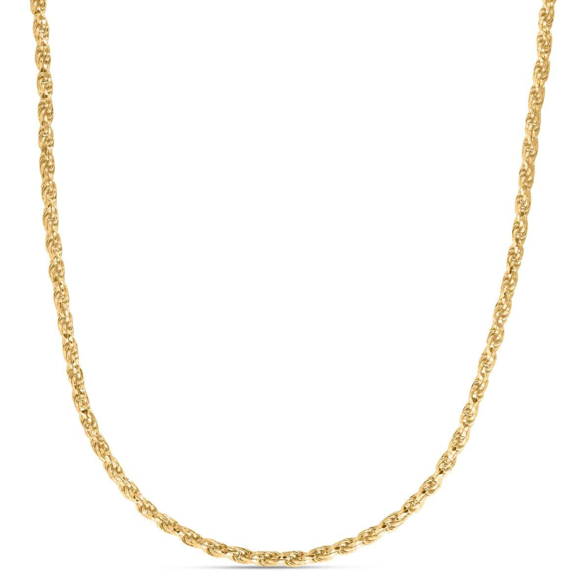 14k Gold Plated Sterling Silver Diamond Cut Royal Rope Chain, 22"