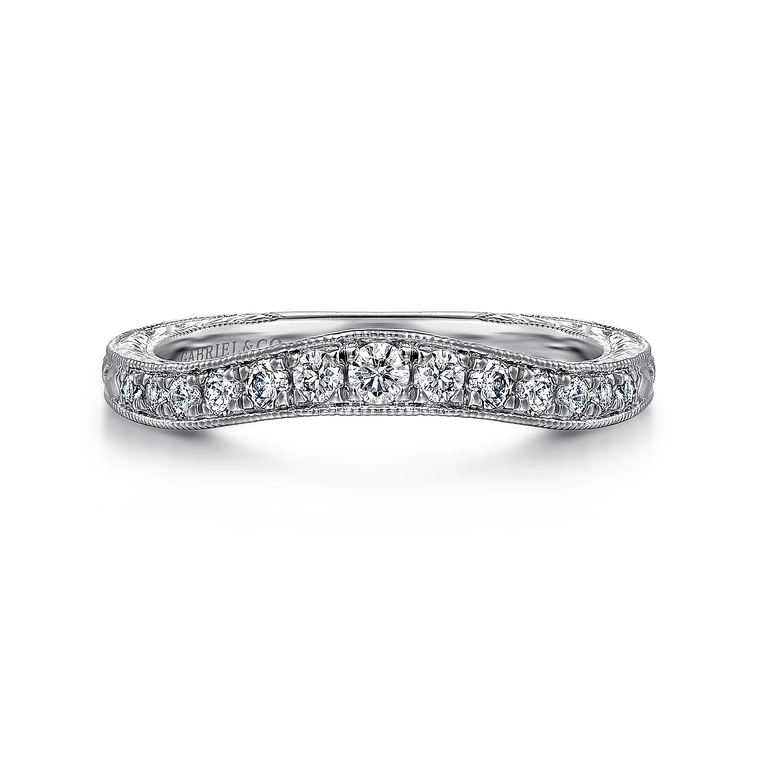 Vintage Inspired Curved Diamond Anniversary Band