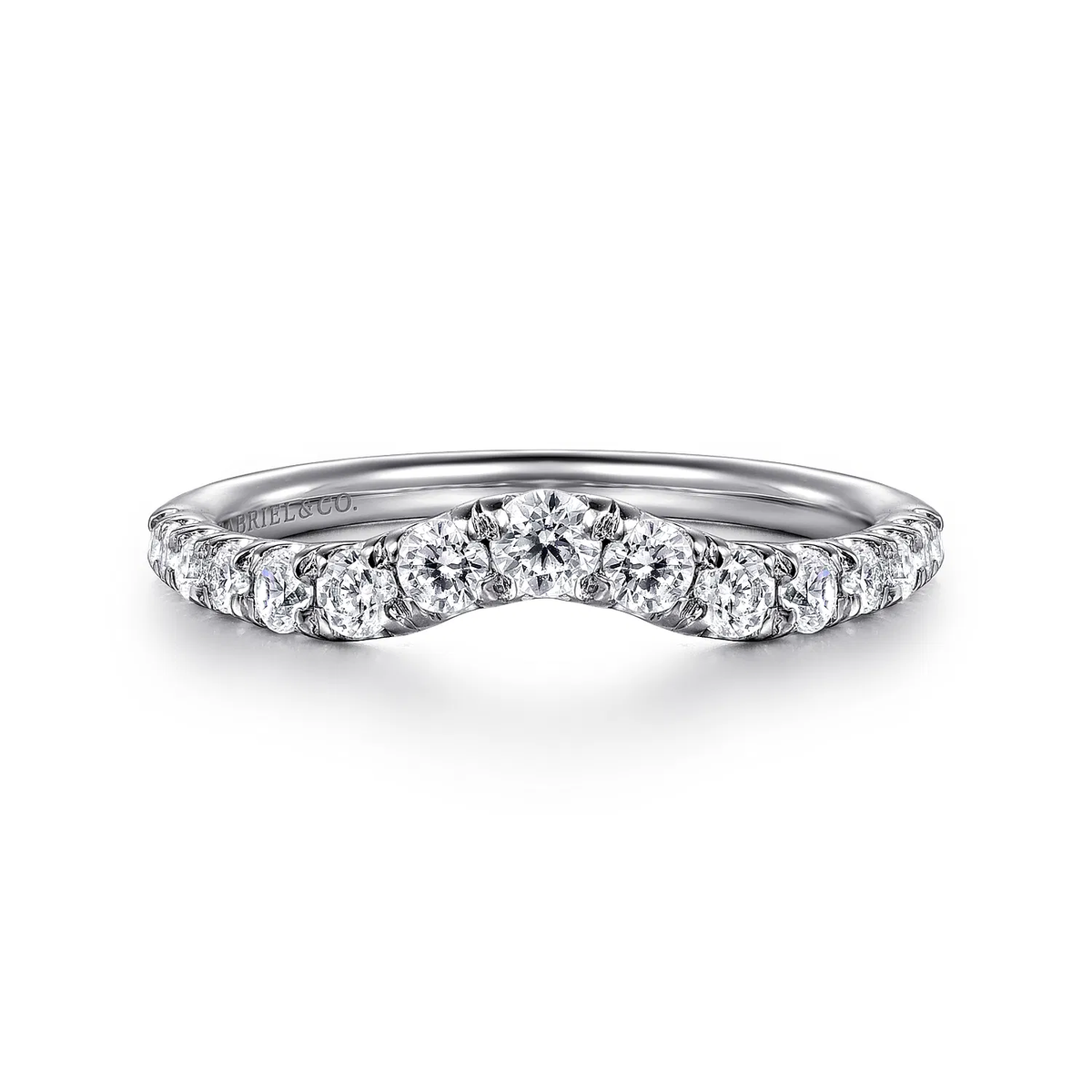 Curved Diamond Anniversary Band in 14k White Gold