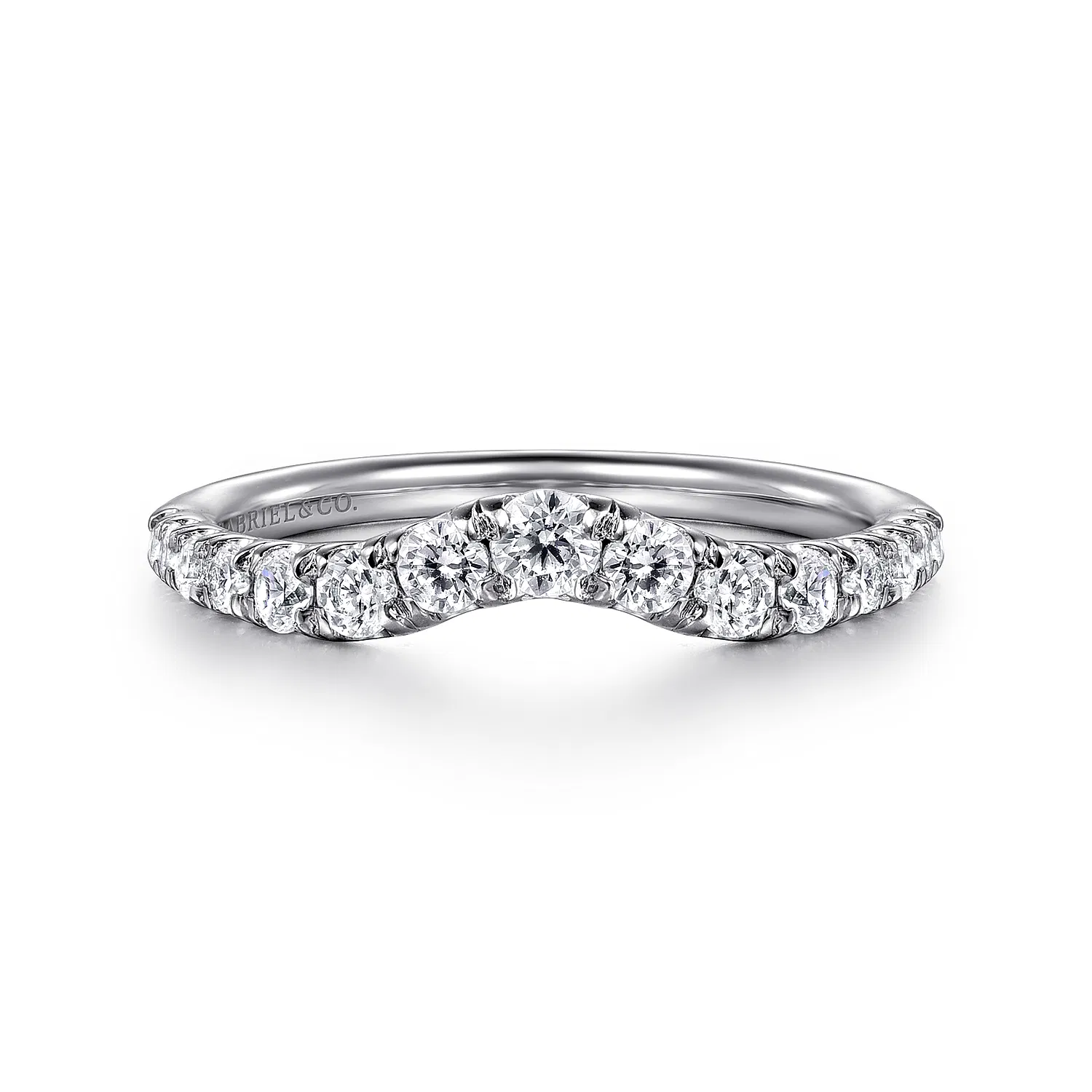 Curved Diamond Anniversary Band in 14k White Gold