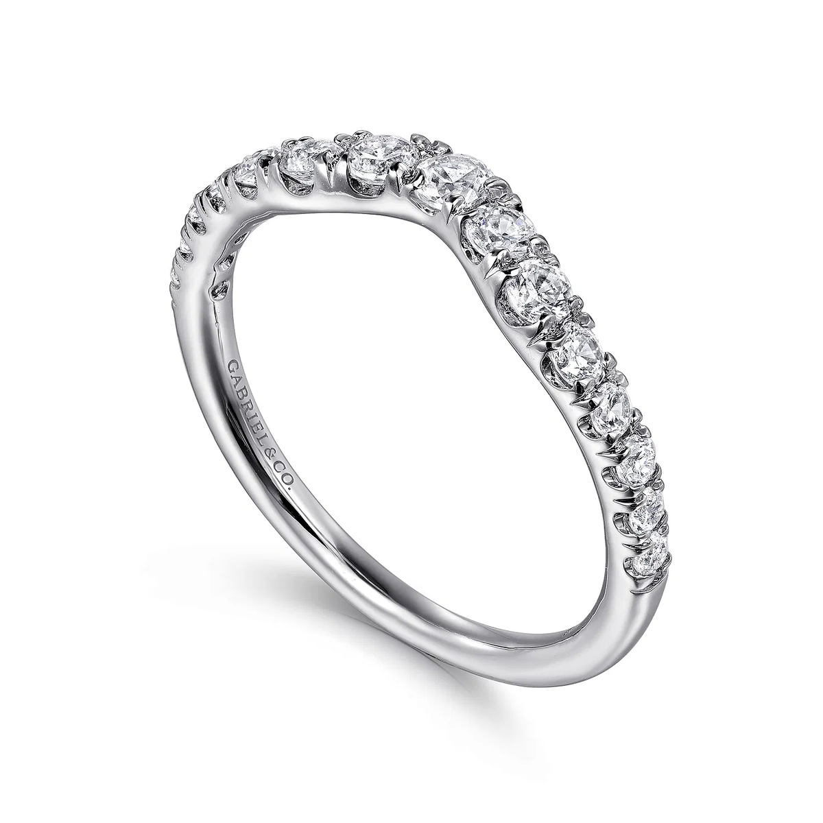 Curved Diamond Anniversary Band in 14k White Gold