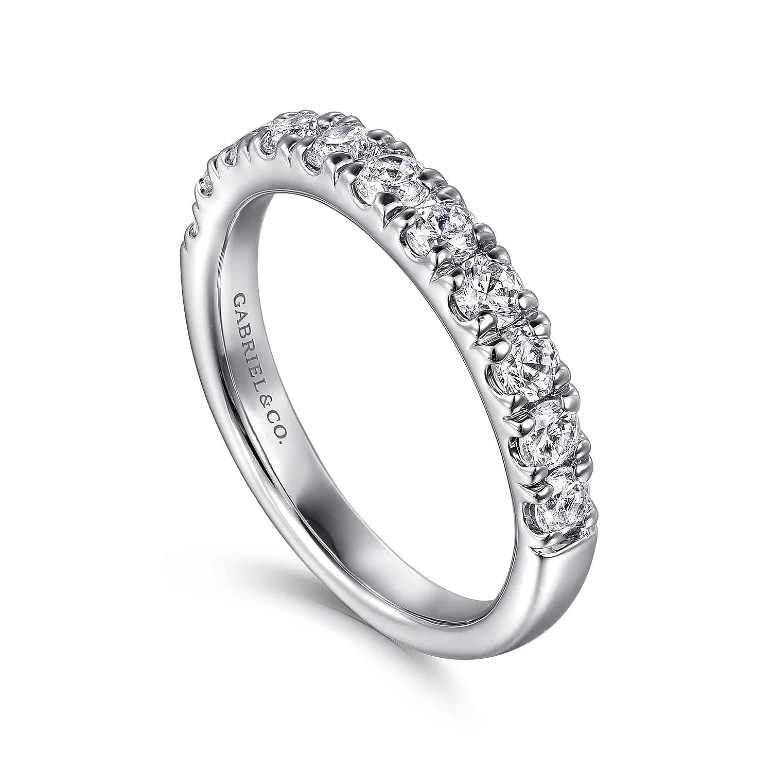 Portofino French Pave Diamond Anniversary or Wedding Band in White Gold, 0.77 cttw