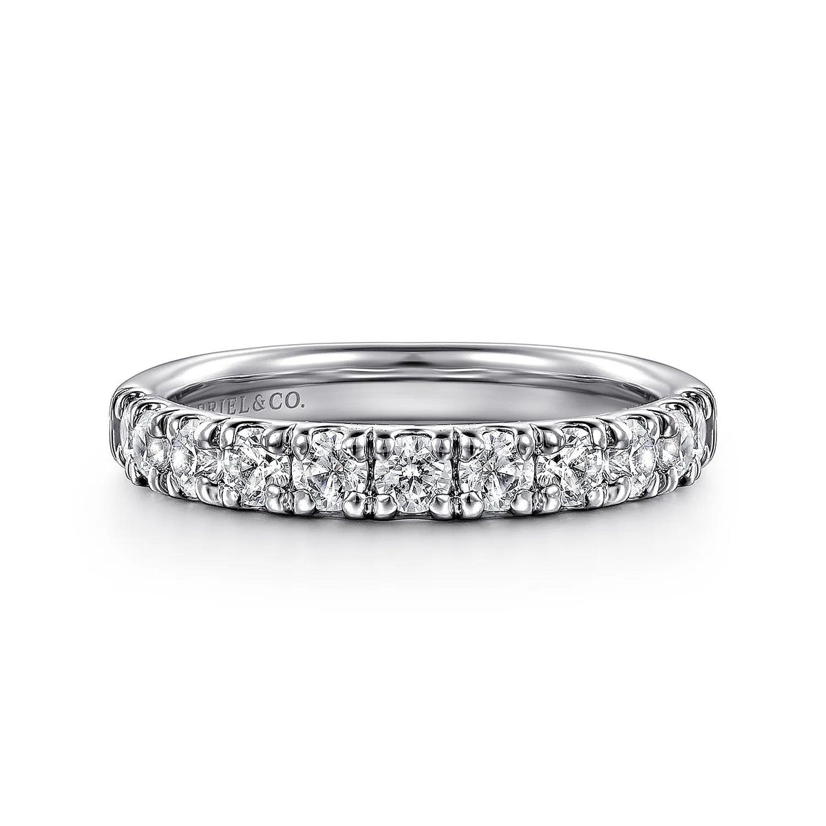 Portofino French Pave Diamond Anniversary or Wedding Band in White Gold, 0.77 cttw