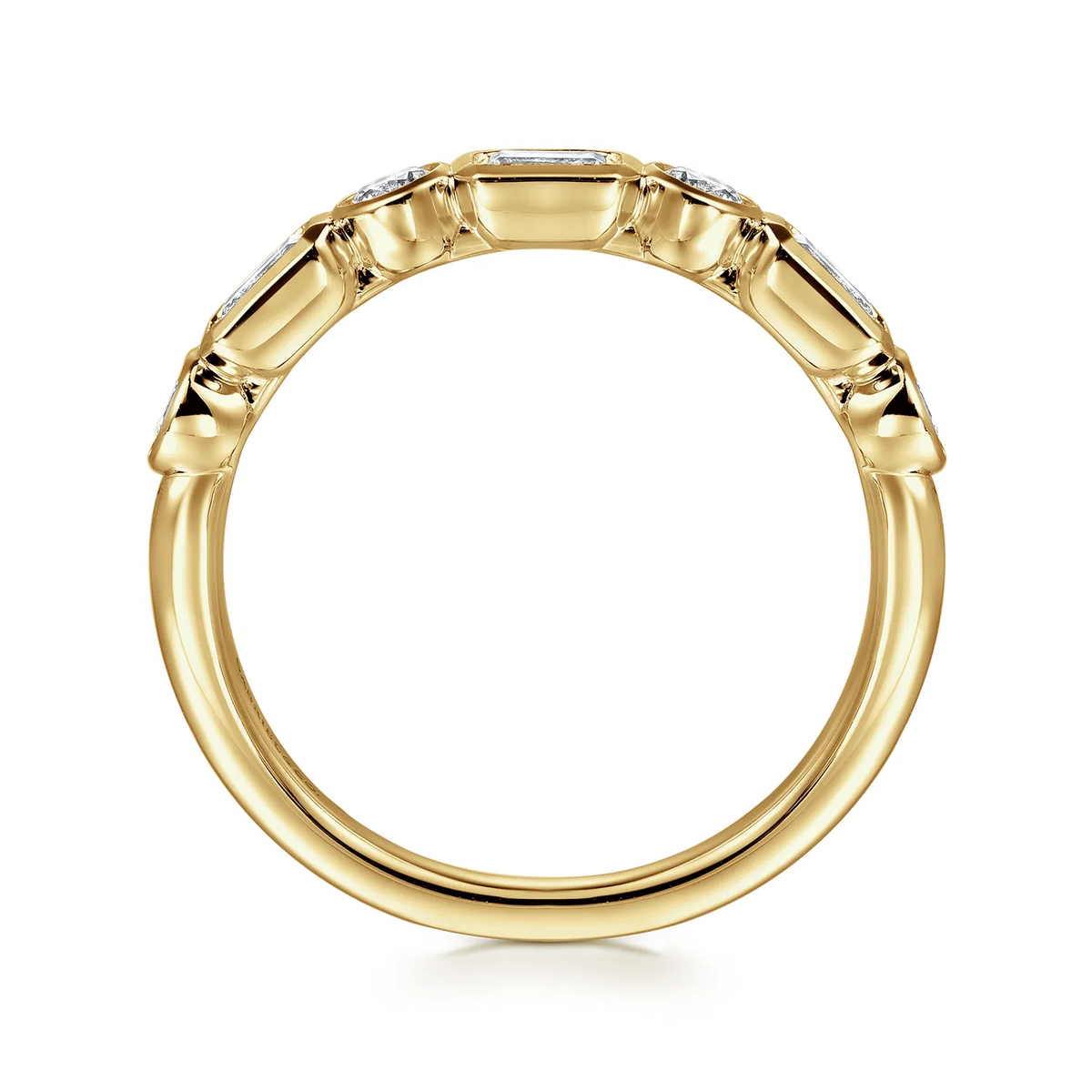 Diamond Anniversary Band with Emerald Cut and Round Diamonds