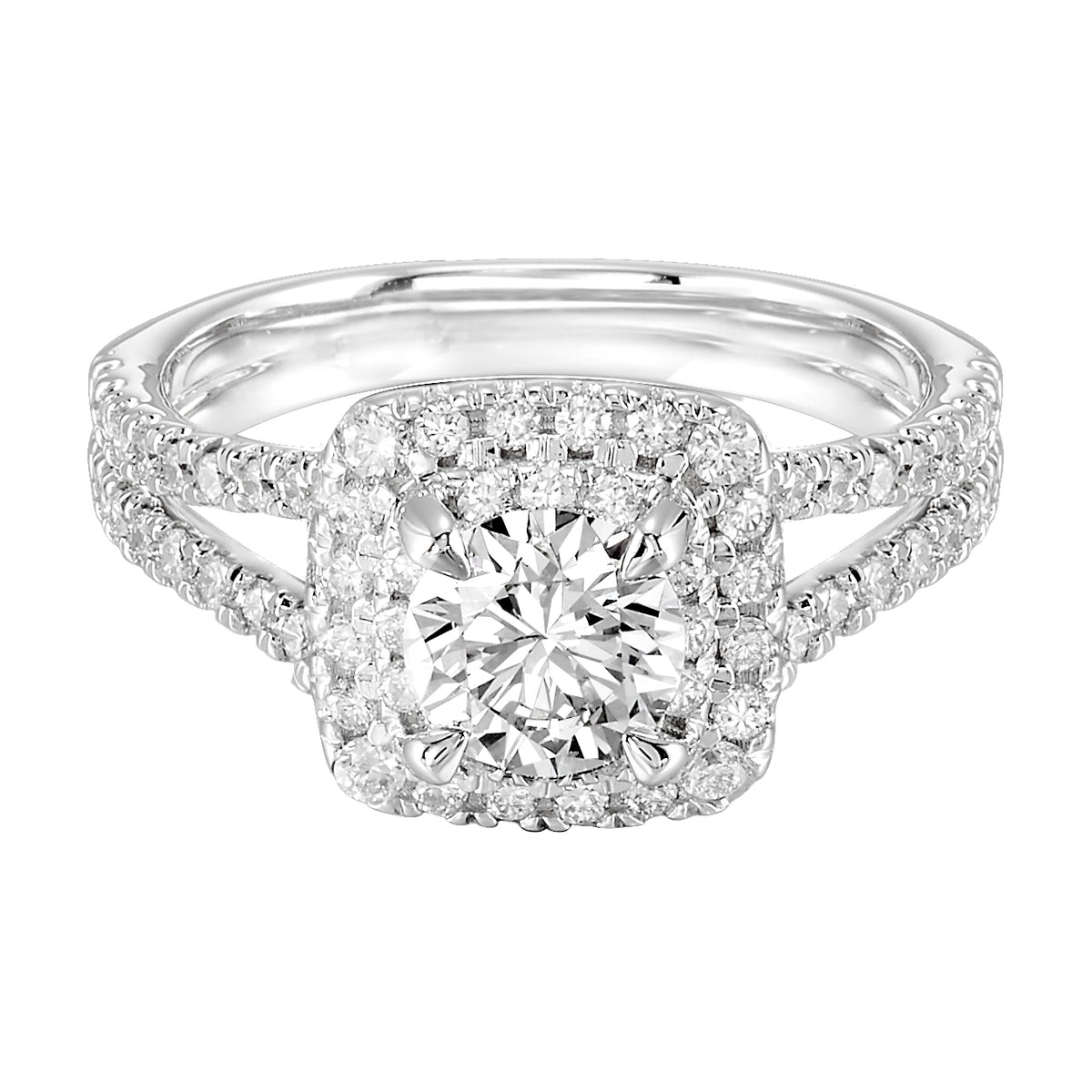 Cushion Halo Engagement Ring with Lab Created Diamond
