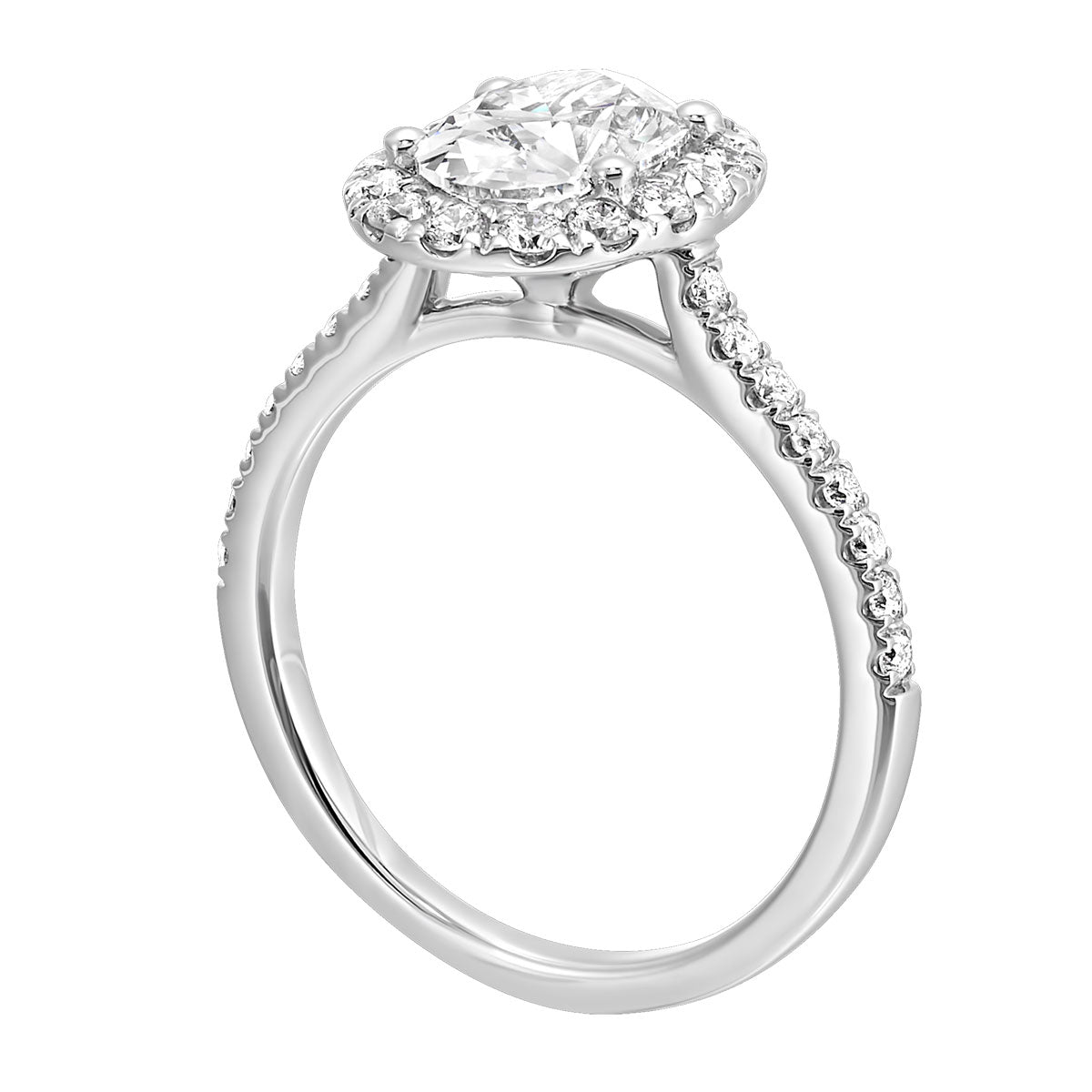 Oval Halo Lab-Created Diamond Pave Engagement Ring in White Gold, 2.01 cttw