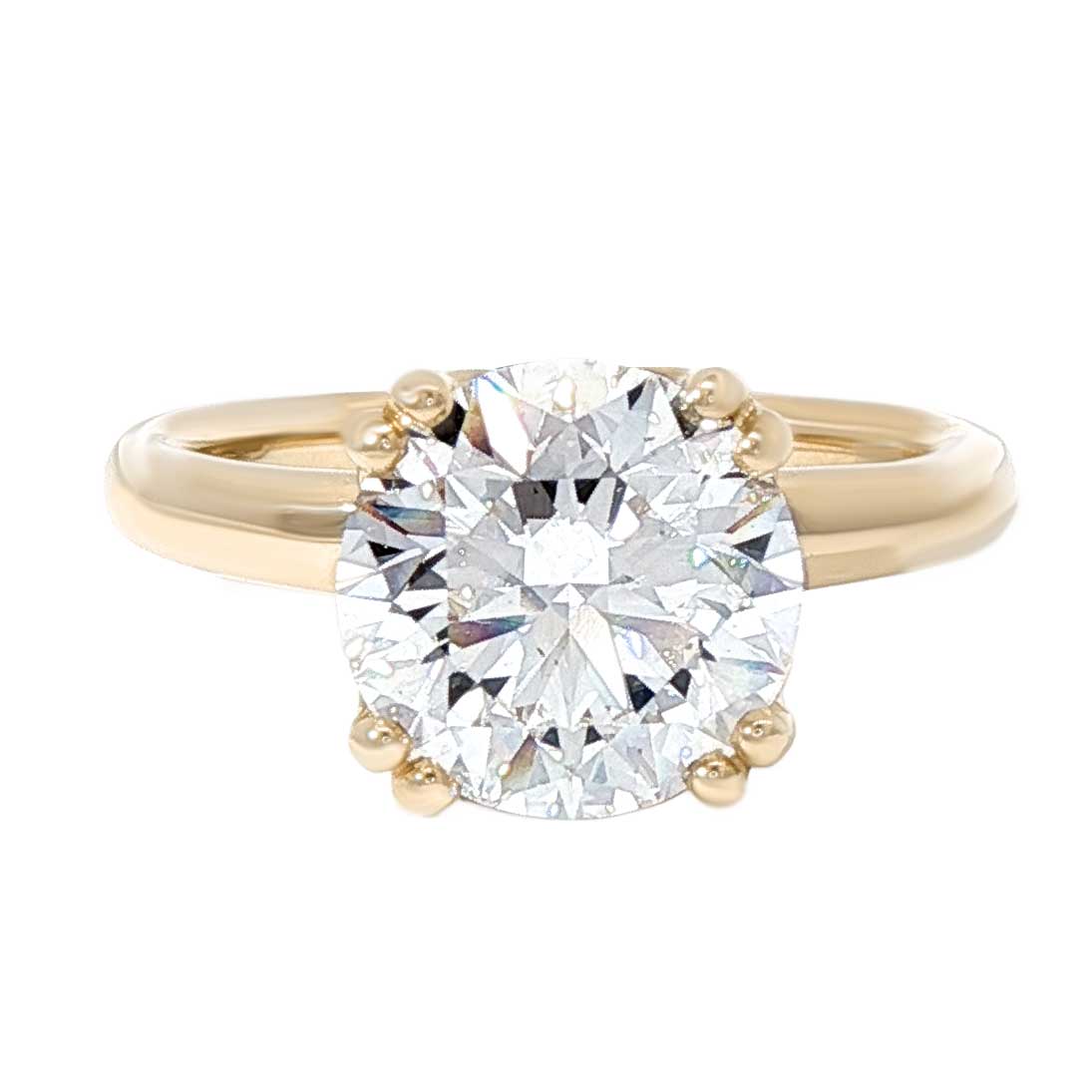 Round Diamond Solitaire Engagement Ring in Yellow Gold, 3.09 cttw